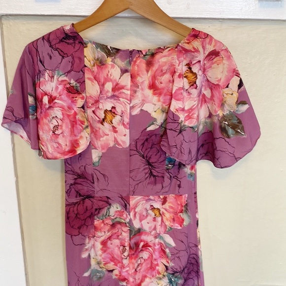 Anthropologie Purple Floral Midi Dress - Picture 7 of 9